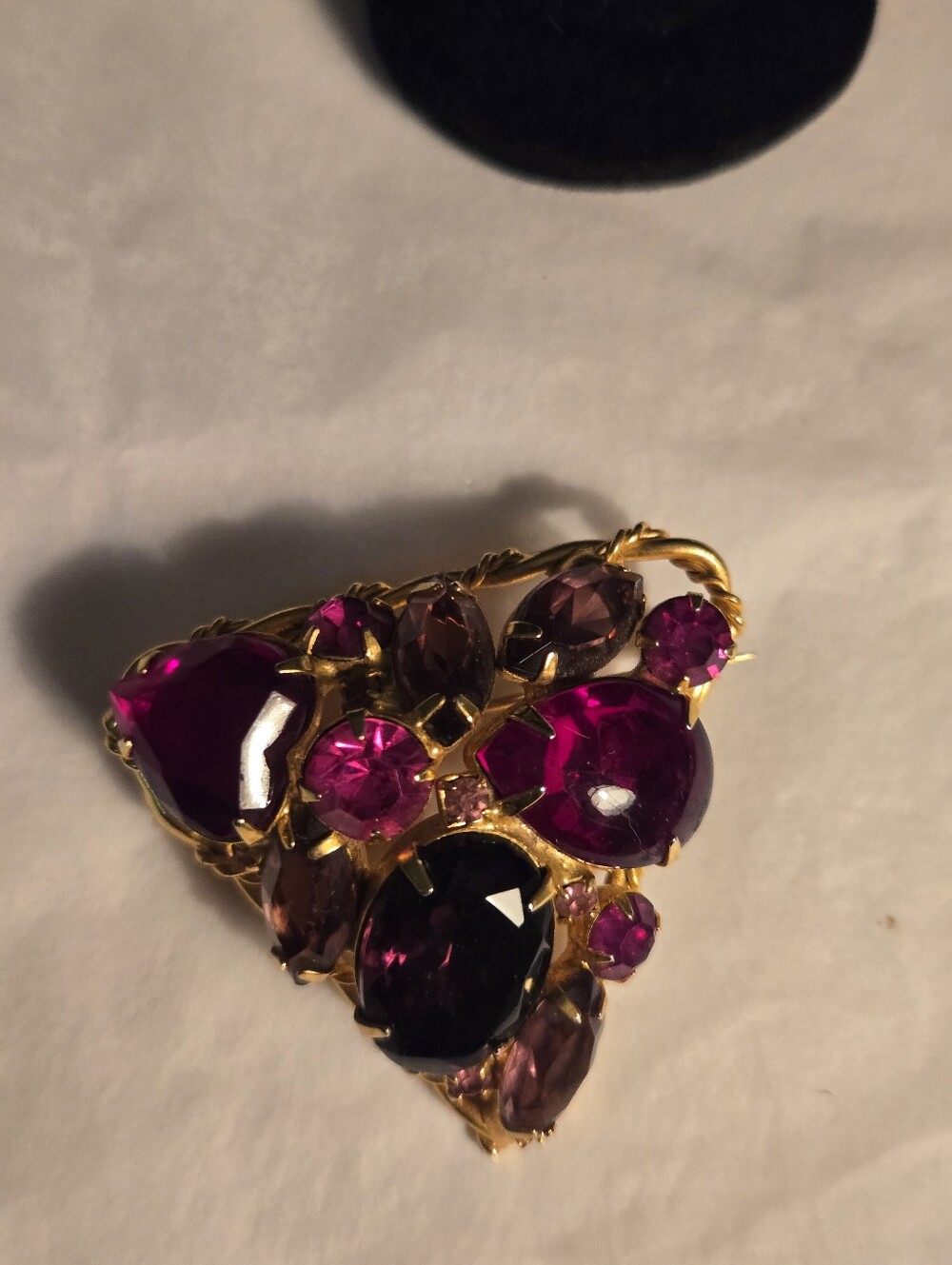 Vintage 1950s-60s Multicolor Statement Brooch Pin Gold Tone Faceted Glass Stones - Picture 3 of 14
